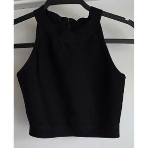 ANGL Crop Top Women S Black Sleeveless Solid Blouse Shirt Camisole Tank